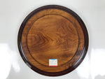 Japanese Lacquered Wooden Serving Tray Vtg Round Obon Brown Large LWB127