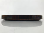 Japanese Lacquered Wooden Serving Tray Vtg Round Obon Brown Large LWB127