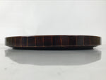 Japanese Lacquered Wooden Serving Tray Vtg Round Obon Brown Large LWB127
