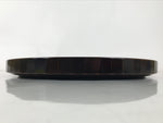 Japanese Lacquered Wooden Serving Tray Vtg Round Obon Brown Large LWB127