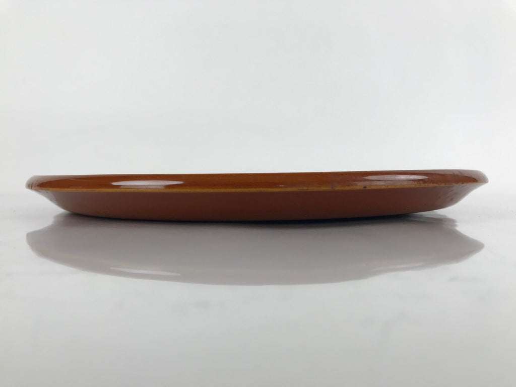 Japanese Lacquered Wooden Serving Tray Vtg Round Obon Hida Shunkei Brown L142
