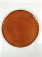 Japanese Lacquered Wooden Serving Tray Vtg Round Obon Hida Shunkei Brown L142