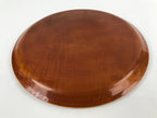 Japanese Lacquered Wooden Serving Tray Vtg Round Obon Hida Shunkei Brown L142