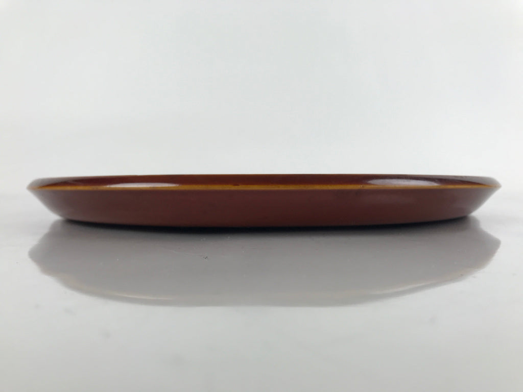 Japanese Lacquered Wooden Serving Tray Vtg Round Obon Hida Shunkei Brown L143