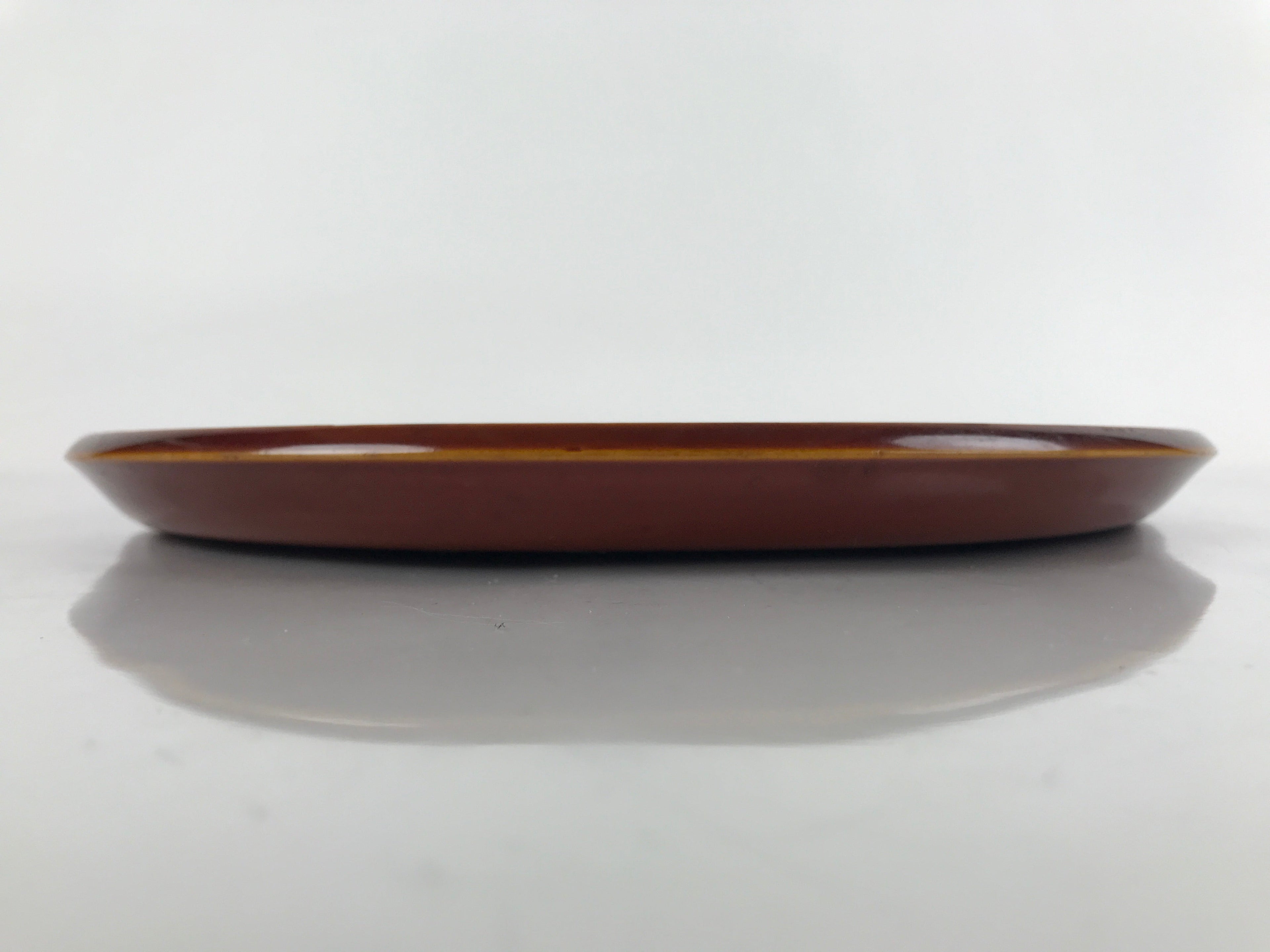 Japanese Lacquered Wooden Serving Tray Vtg Round Obon Hida Shunkei Brown L143