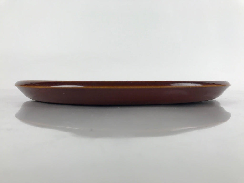 Japanese Lacquered Wooden Serving Tray Vtg Round Obon Hida Shunkei Brown L143