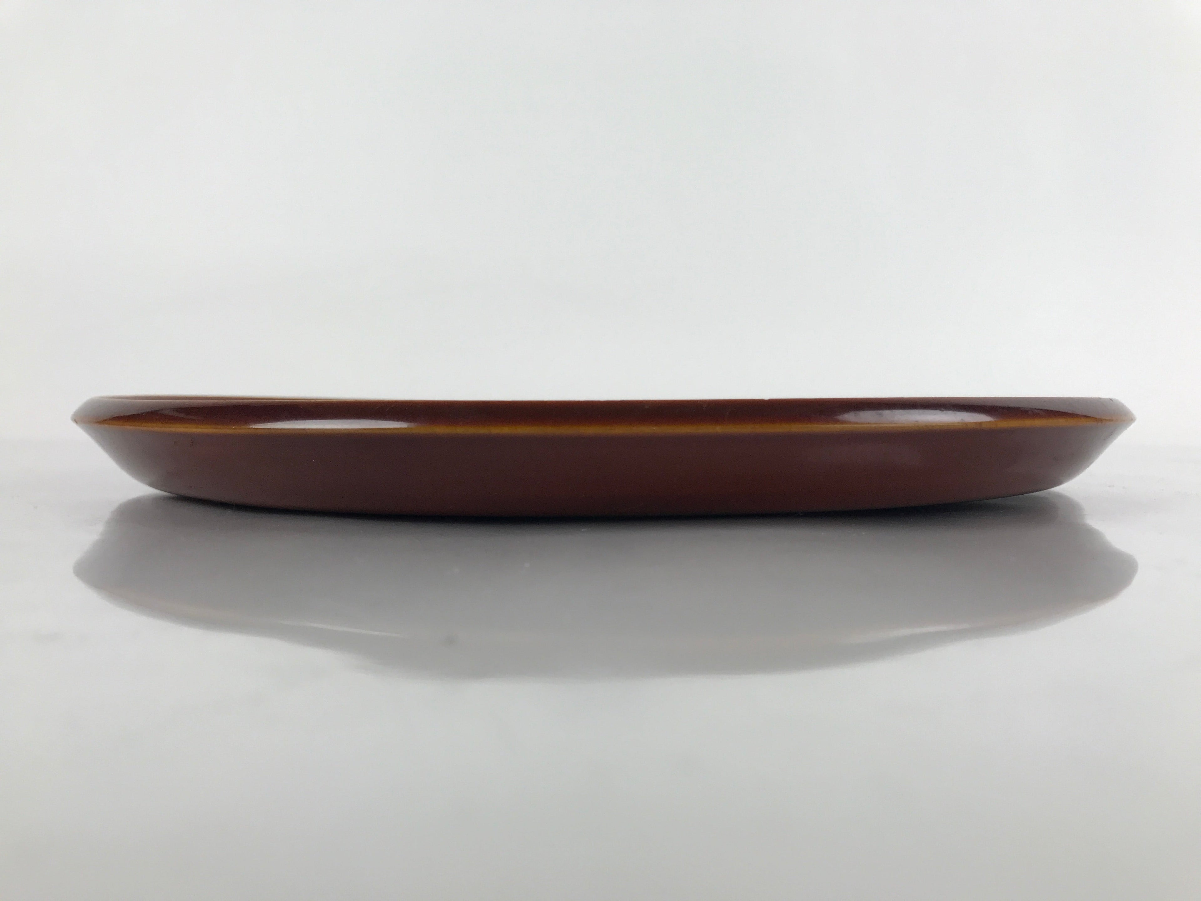 Japanese Lacquered Wooden Serving Tray Vtg Round Obon Hida Shunkei Brown L143