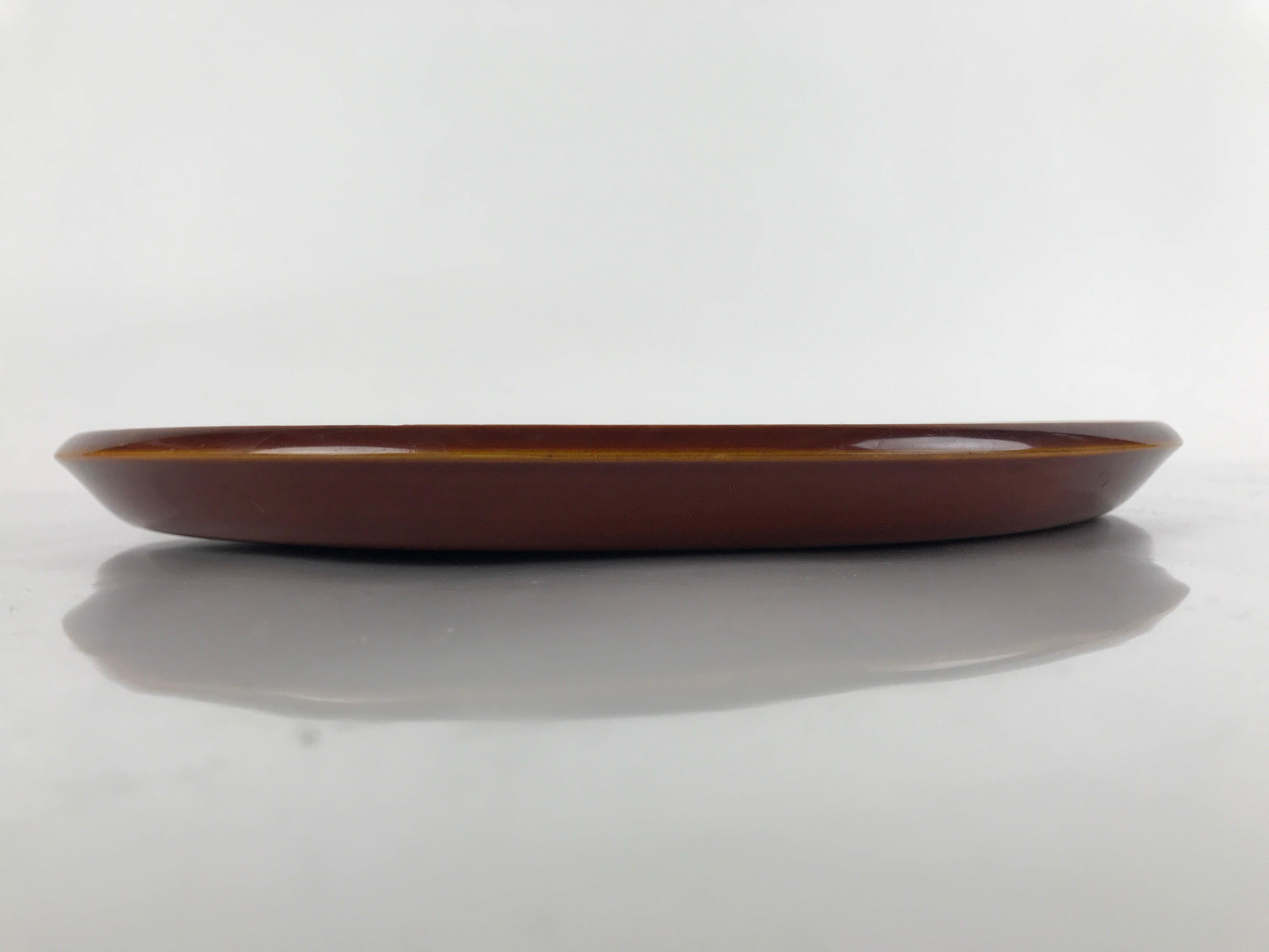 Japanese Lacquered Wooden Serving Tray Vtg Round Obon Hida Shunkei Brown L143