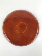 Japanese Lacquered Wooden Serving Tray Vtg Round Obon Hida Shunkei Brown L143