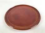 Japanese Lacquered Wooden Serving Tray Vtg Round Obon Hida Shunkei Brown L143