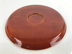 Japanese Lacquered Wooden Serving Tray Vtg Round Obon Hida Shunkei Brown L143