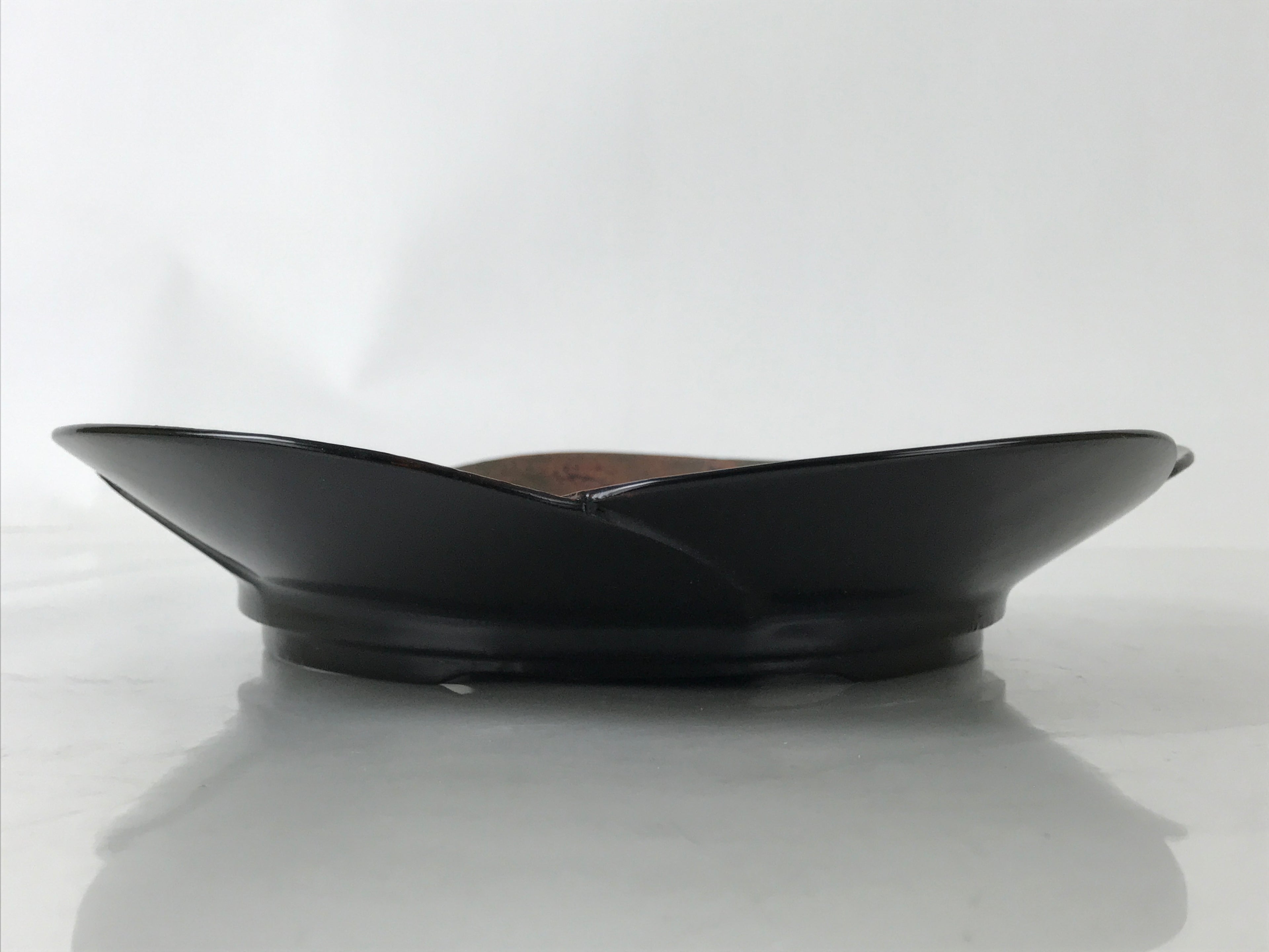 Japanese Lacquered Wooden Serving Tray Vtg Round Obon Plum Blossom Brown L393