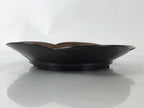 Japanese Lacquered Wooden Serving Tray Vtg Round Obon Plum Blossom Brown L393