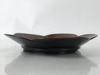 Japanese Lacquered Wooden Serving Tray Vtg Round Obon Plum Blossom Brown L393