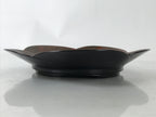 Japanese Lacquered Wooden Serving Tray Vtg Round Obon Plum Blossom Brown L393