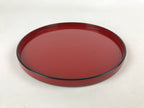 Japanese Lacquered Wooden Serving Tray Vtg Round Red Black Obon Wajima-nuri L66