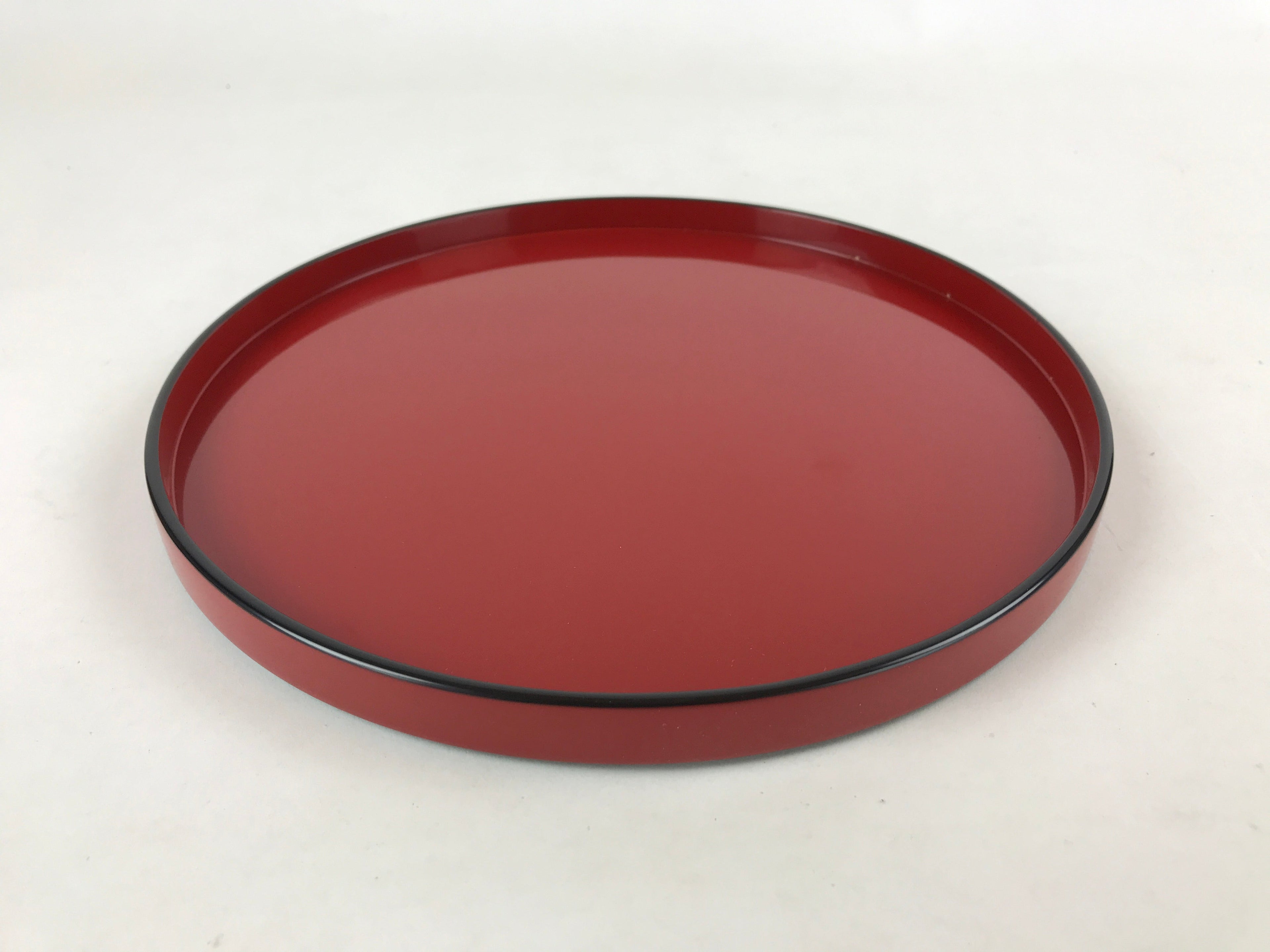 Japanese Lacquered Wooden Serving Tray Vtg Round Red Black Obon Wajima-nuri L66