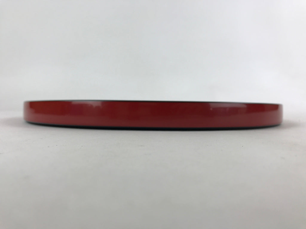 Japanese Lacquered Wooden Serving Tray Vtg Round Red Black Obon Wajima-nuri L66