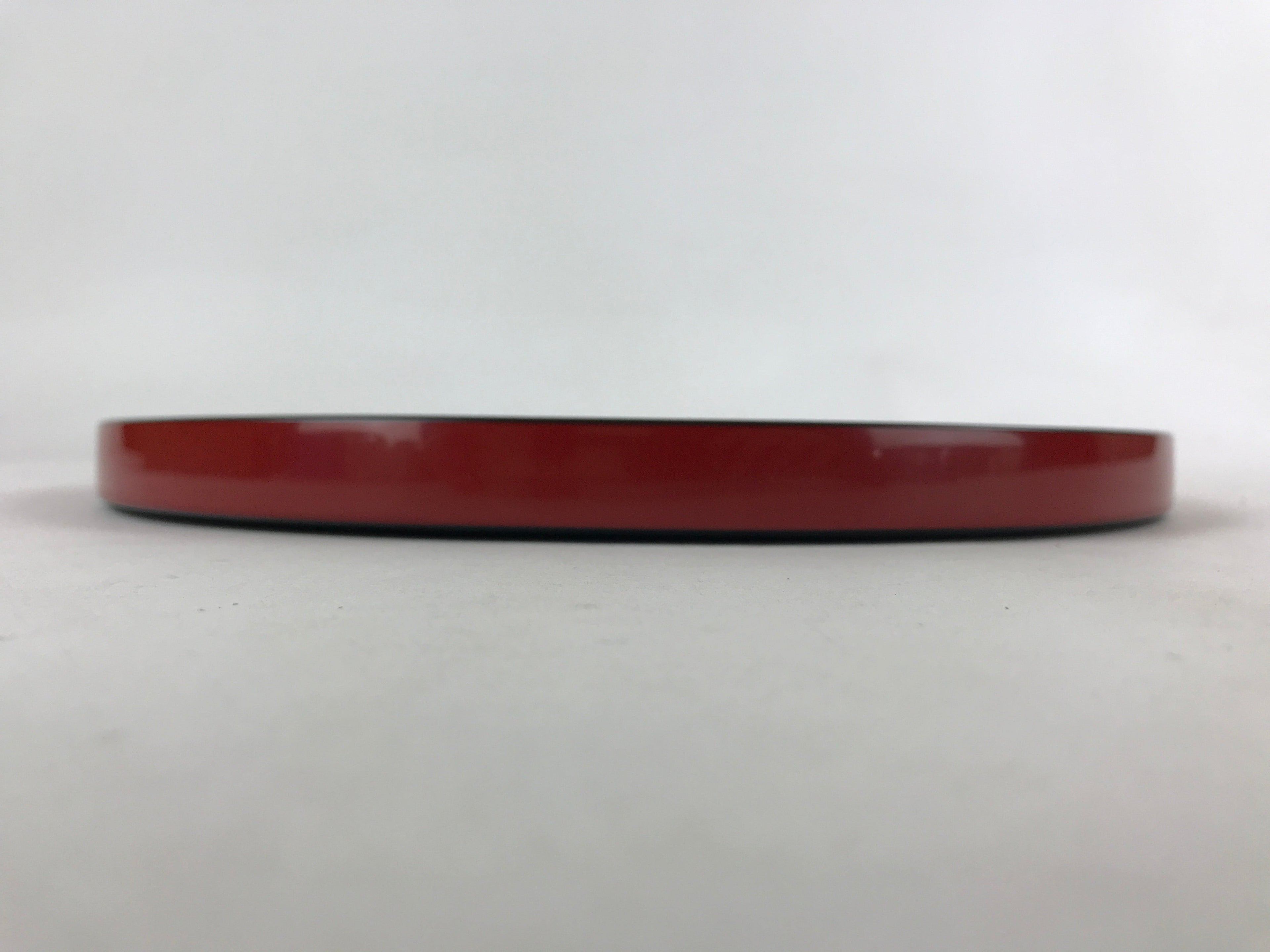 Japanese Lacquered Wooden Serving Tray Vtg Round Red Black Obon Wajima-nuri L66