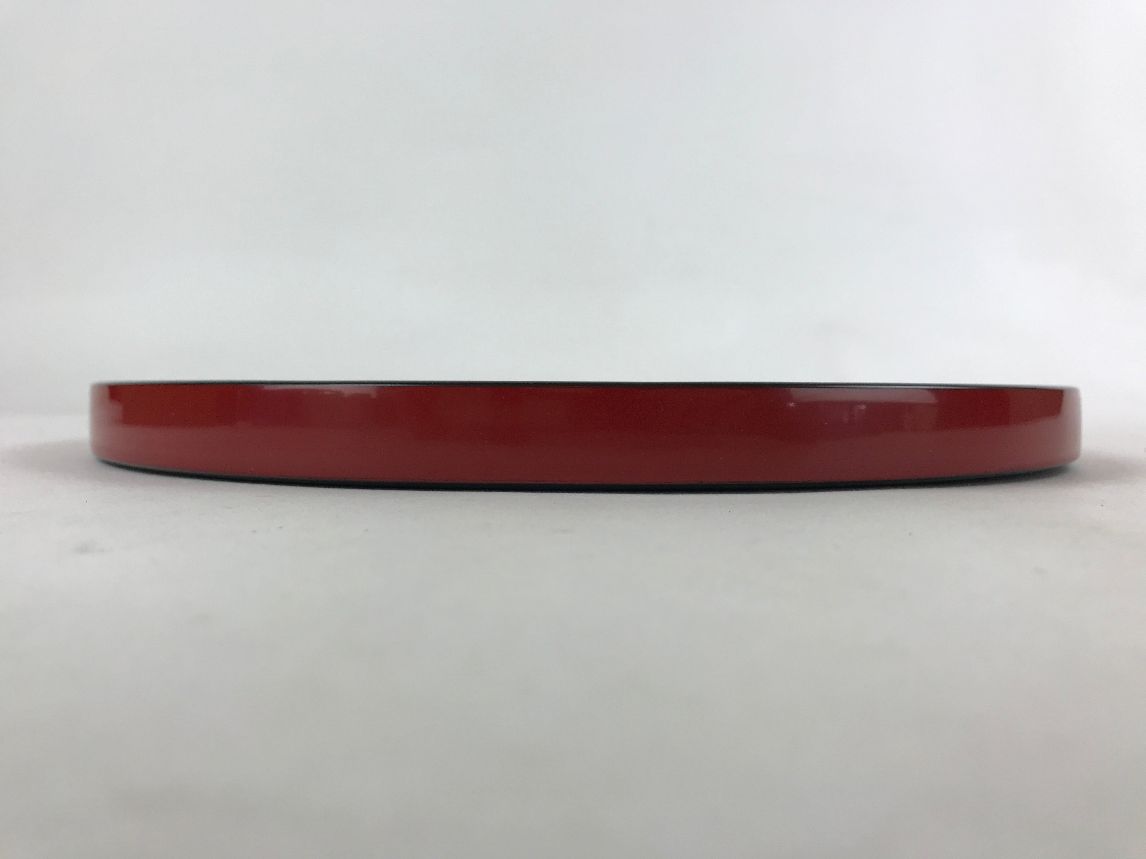 Japanese Lacquered Wooden Serving Tray Vtg Round Red Black Obon Wajima-nuri L66