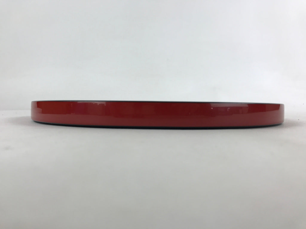 Japanese Lacquered Wooden Serving Tray Vtg Round Red Black Obon Wajima-nuri L66