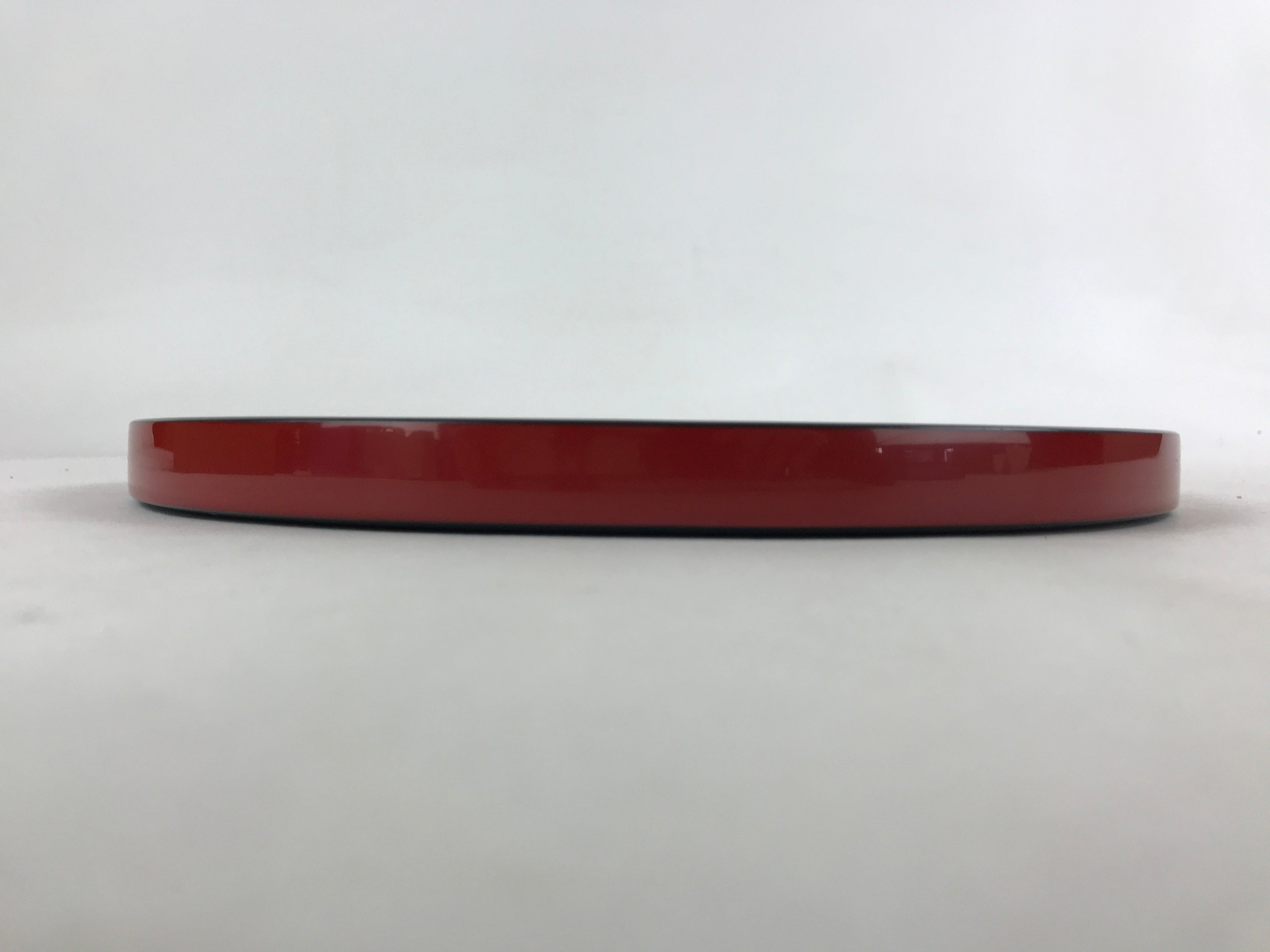 Japanese Lacquered Wooden Serving Tray Vtg Round Red Black Obon Wajima-nuri L66