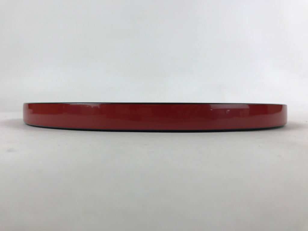 Japanese Lacquered Wooden Serving Tray Vtg Round Red Black Obon Wajima-nuri L66