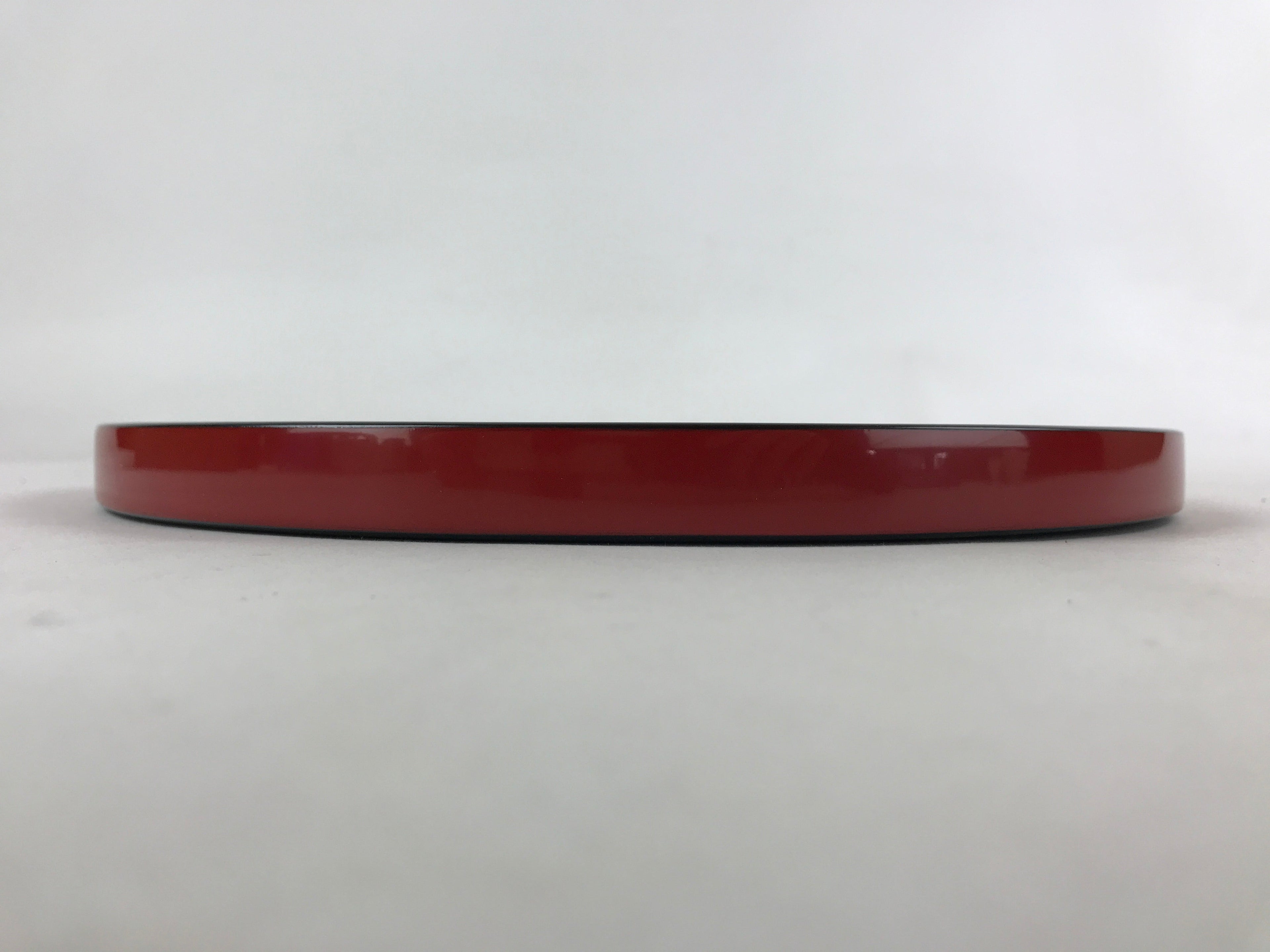 Japanese Lacquered Wooden Serving Tray Vtg Round Red Black Obon Wajima-nuri L66
