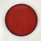 Japanese Lacquered Wooden Serving Tray Vtg Round Red Black Obon Wajima-nuri L66