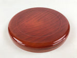 Japanese Lacquered Wooden Serving Tray Vtg Shunkei Obon Brown Round UR890