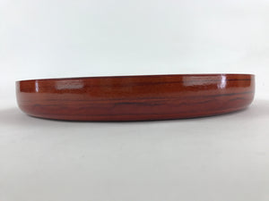 Japanese Lacquered Wooden Serving Tray Vtg Shunkei Obon Brown Round UR890