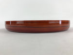 Japanese Lacquered Wooden Serving Tray Vtg Shunkei Obon Brown Round UR890