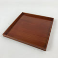 Japanese Lacquered Wooden Serving Tray Vtg Shunkei Obon Brown Square UR877