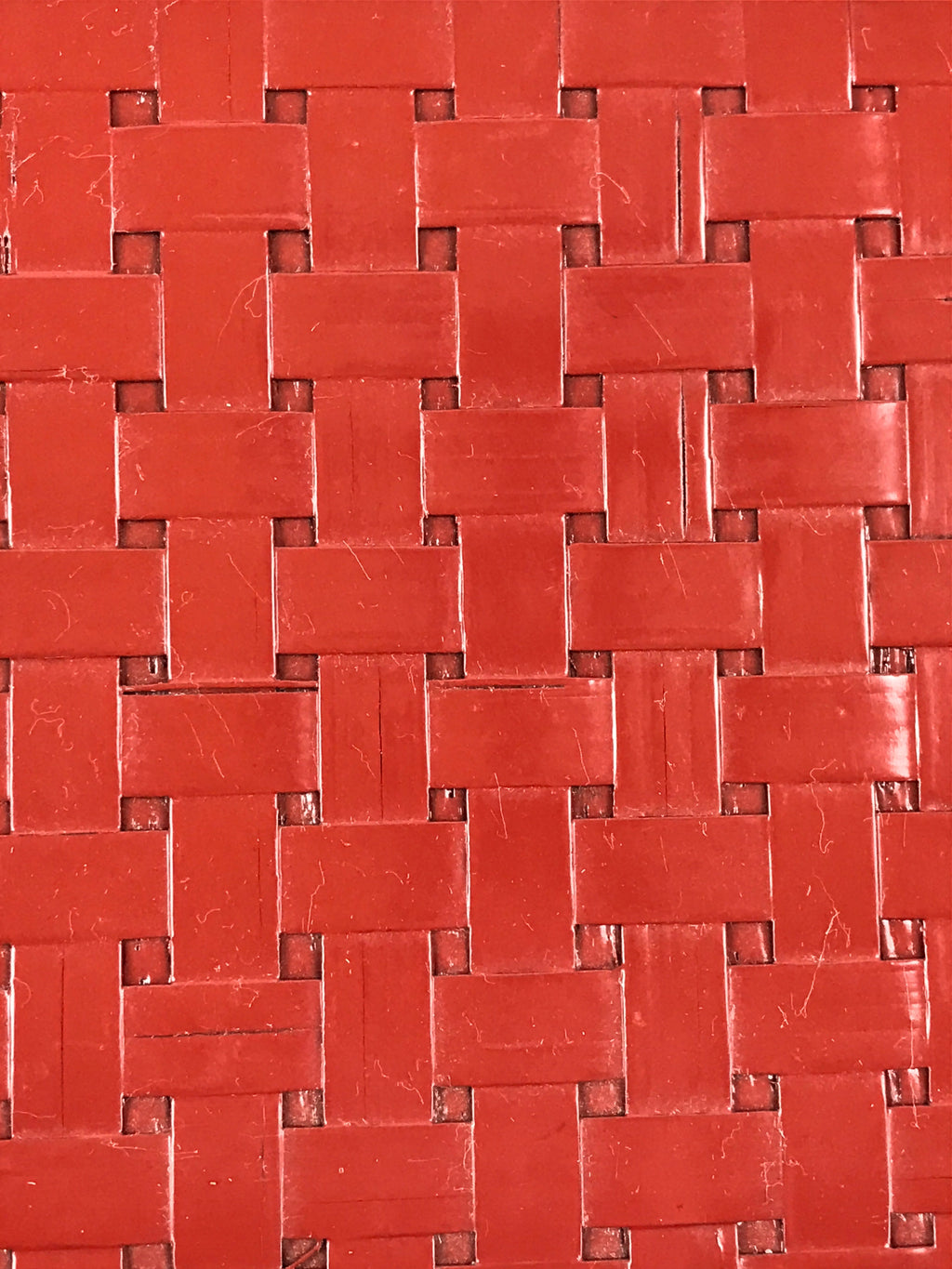 Japanese Lacquered Wooden Serving Tray Vtg Small Obon Red Weave Pattern UR893