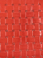 Japanese Lacquered Wooden Serving Tray Vtg Small Obon Red Weave Pattern UR893