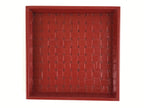 Japanese Lacquered Wooden Serving Tray Vtg Small Obon Red Weave Pattern UR893