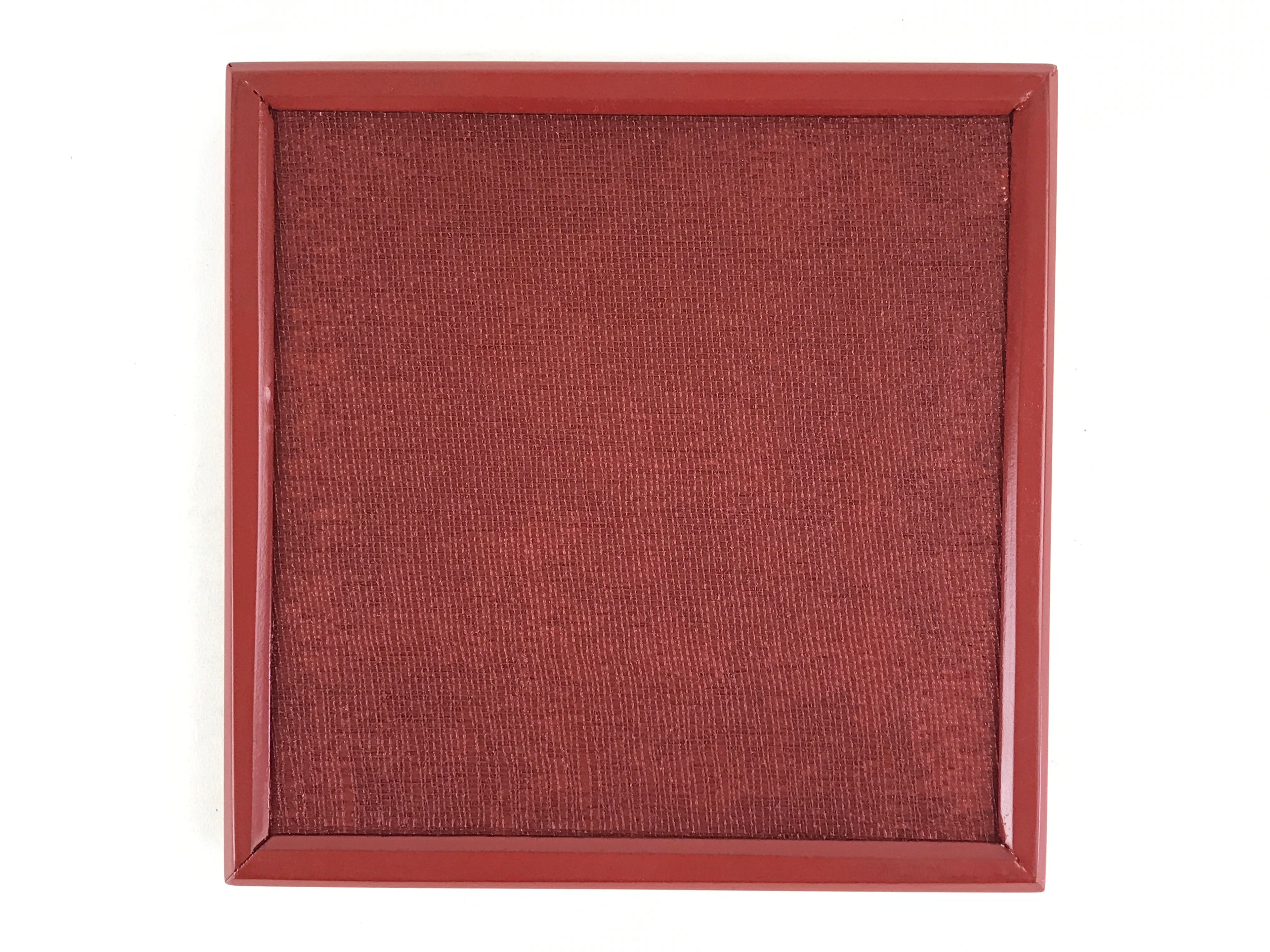 Japanese Lacquered Wooden Serving Tray Vtg Small Obon Red Weave Pattern UR893