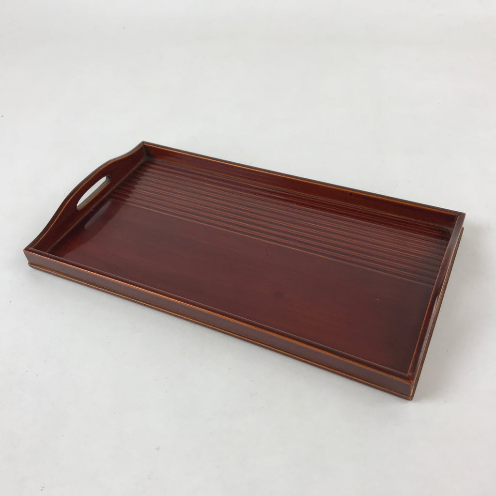 Japanese Lacquered Wooden Serving Tray Vtg Small Obon Shunkei Nuri Brown L70