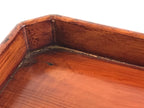 Japanese Lacquered Wooden Serving Tray Vtg Square Obon Brown Black UR968