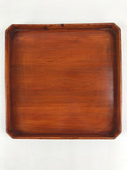 Japanese Lacquered Wooden Serving Tray Vtg Square Obon Brown Black UR968
