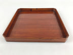 Japanese Lacquered Wooden Serving Tray Vtg Square Obon Brown Black UR968