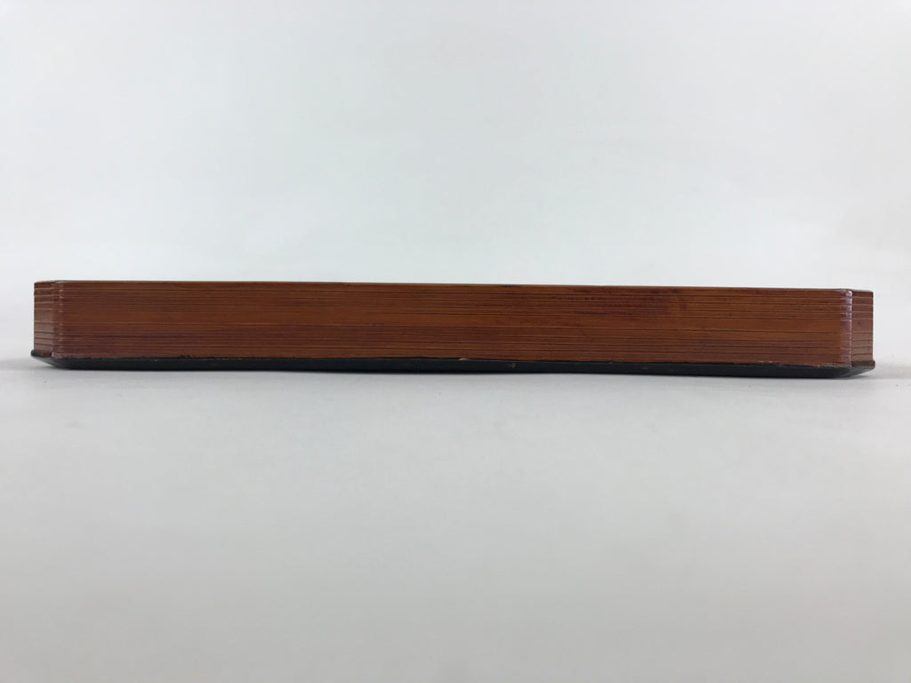 Japanese Lacquered Wooden Serving Tray Vtg Square Obon Brown Black UR968