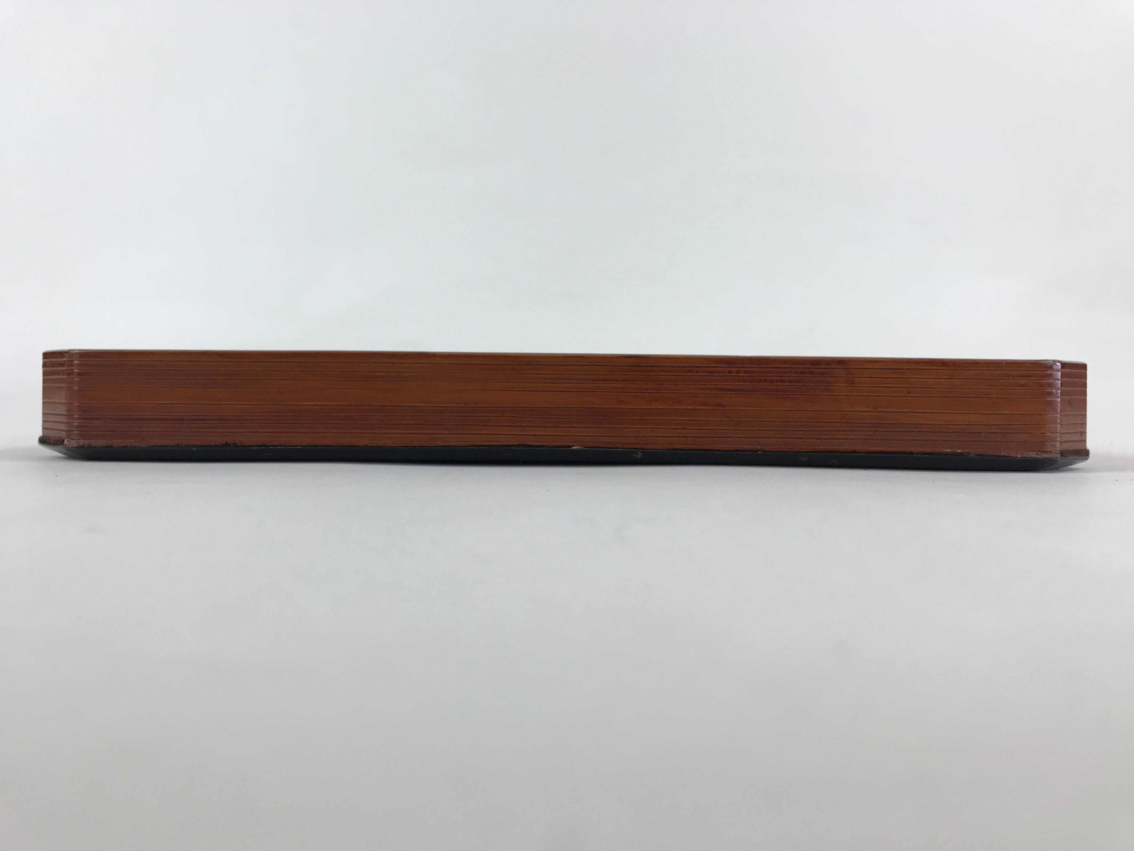 Japanese Lacquered Wooden Serving Tray Vtg Square Obon Brown Black UR968