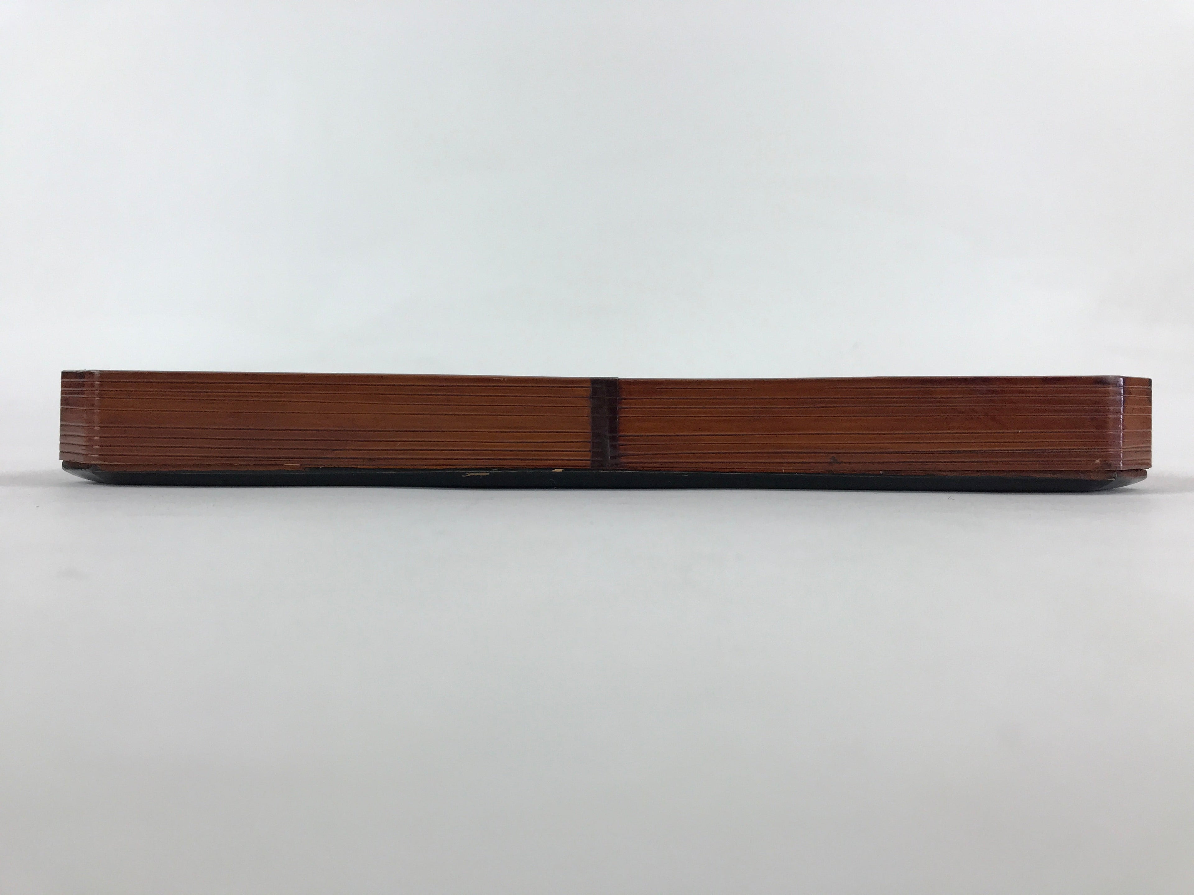 Japanese Lacquered Wooden Serving Tray Vtg Square Obon Brown Black UR968