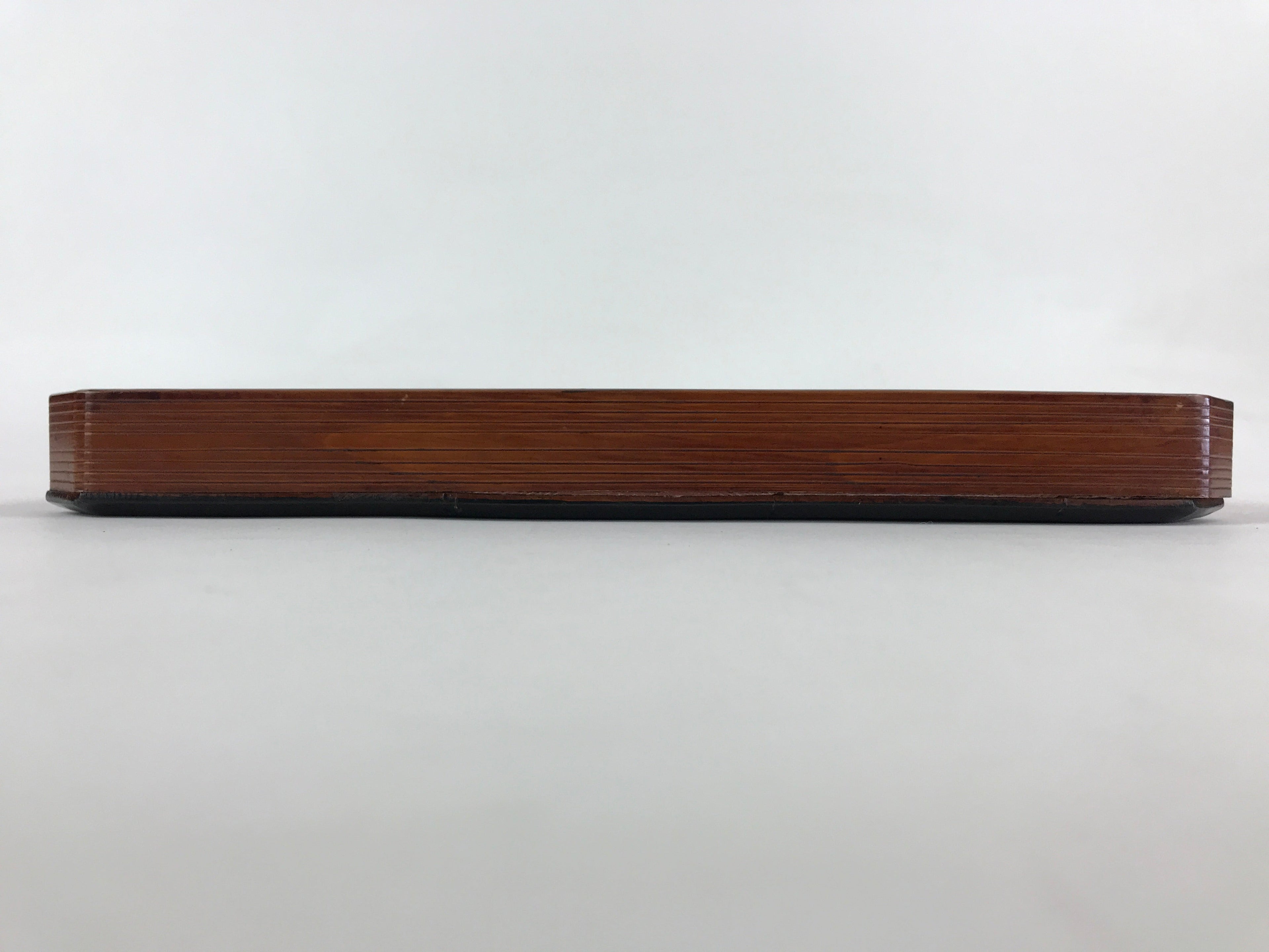 Japanese Lacquered Wooden Serving Tray Vtg Square Obon Brown Black UR968