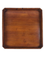 Japanese Lacquered Wooden Serving Tray Vtg Square Obon Brown Black UR969