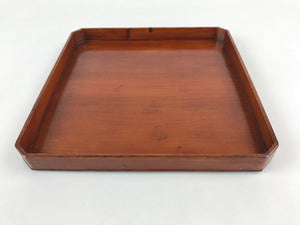 Japanese Lacquered Wooden Serving Tray Vtg Square Obon Brown Black UR969