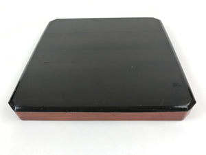 Japanese Lacquered Wooden Serving Tray Vtg Square Obon Brown Black UR969