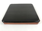 Japanese Lacquered Wooden Serving Tray Vtg Square Obon Brown Black UR970