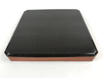 Japanese Lacquered Wooden Serving Tray Vtg Square Obon Brown Black UR970